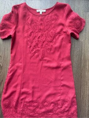 Abercrombie & Fitch Red Embroidered Shift Dress